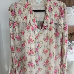Sundance Floral Blouse in Cream and Pink